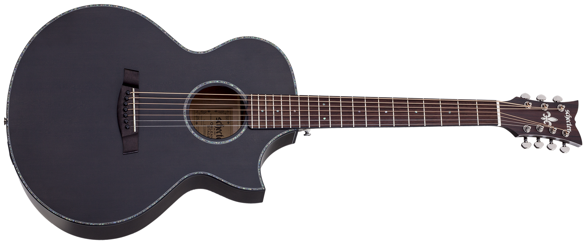 Schecter DIAMOND SERIES Orleans Stage 7 Satin See Thru Black 7 String Acoustic Electric Guitar